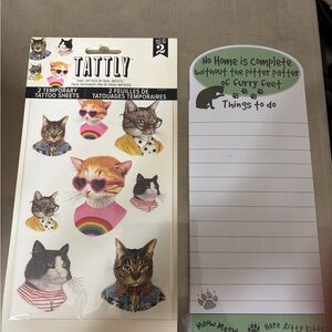 Cat notepad and Temporary Tattoos